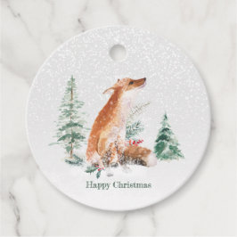 Étiquettes Cadeau Pinède de renard d'hiver