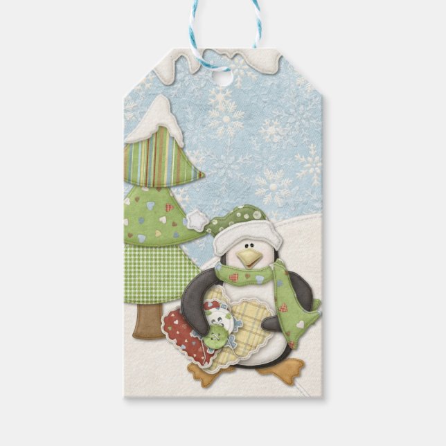 Étiquettes-cadeau Pingouin à coudre (Devant)