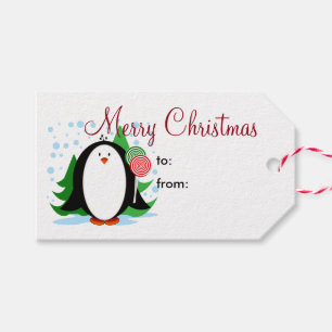 Étiquettes-cadeau Pingouin de neige Joyeux Noël