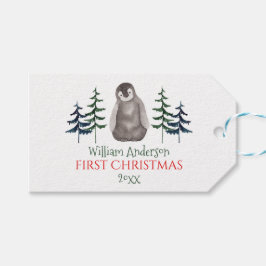 Étiquettes-cadeau Pingouin et arbre de Noël personnalisés