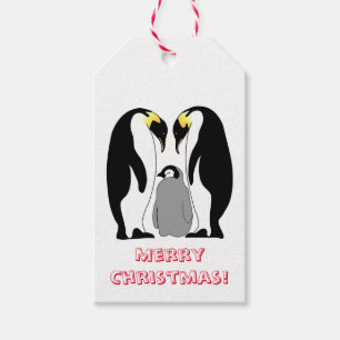 Étiquettes-cadeau Pingouin et poussin d'empereur