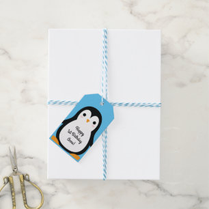 Étiquettes-cadeau Pingouin mignon hiver 1er anniversaire Merci de fê