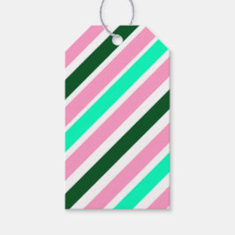 Étiquettes-cadeau Pink and Green Christmas Candy Stripes 