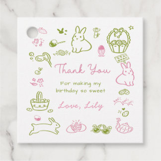 Étiquettes Cadeau Pink and Green Easter 1st Birthday Thank You