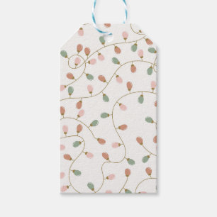 Étiquettes-cadeau Pink and Sage Green Retro Christmas Light Strands