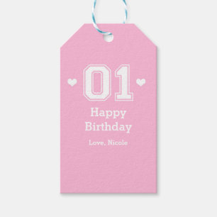 Étiquettes-cadeau Pink Athletic 01 1er Anniversaire Baby shower Bali