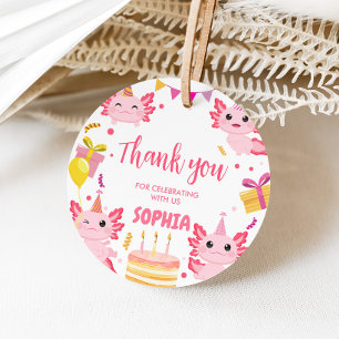 Étiquettes Cadeau Pink Axolotl Alotl Anniversaire Party Round Favori