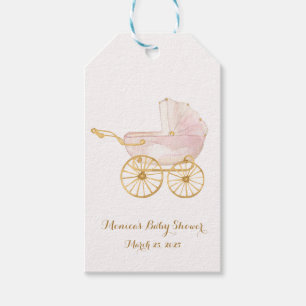 Étiquettes-cadeau Pink Baby Carriage Grandmillennial