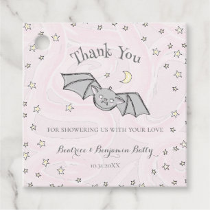 Étiquettes Cadeau Pink Batty, Etoiles & Lunes Éffrayant mignon Merci