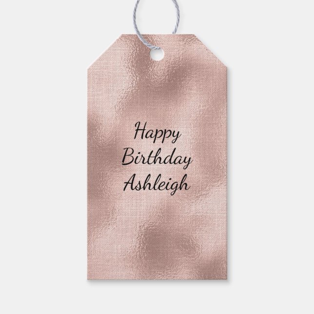 Étiquettes-cadeau Pink Blush Rose Gold Glam Anniversaire (Devant)