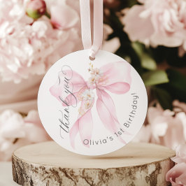Étiquettes Cadeau Pink Bow 1ère fille Anniversaire En Merci