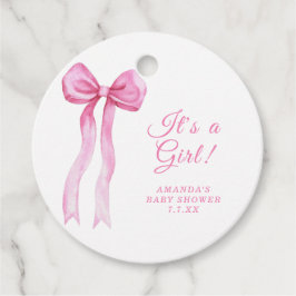 Étiquettes Cadeau Pink Bow C'est un Baby shower fille