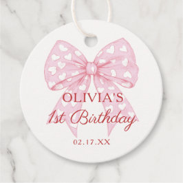 Étiquettes Cadeau Pink Bow Fille amoureuse 1er anniversaire
