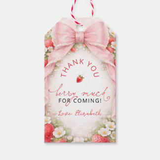 Étiquettes-cadeau Pink Bow Strawberry Baby Shower Thank you