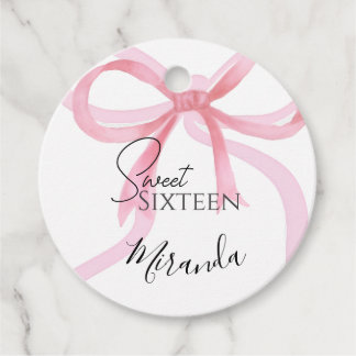Étiquettes Cadeau Pink Bow Sweet Sixteen BirEtiquetas para recuerdos