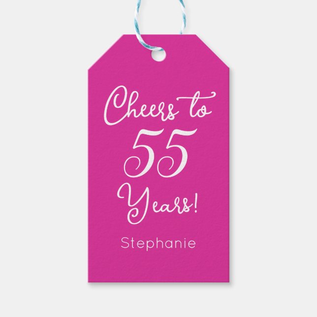 Étiquettes-cadeau Pink Cheers à 55 ans 55e anniversaire (Devant)