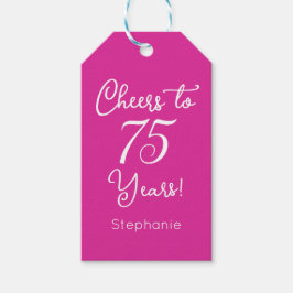 Étiquettes-cadeau Pink Cheers à 75 ans 75e anniversaire