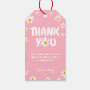 Étiquettes-cadeau Pink Daisy Floral 1er Anniversaire Merci Favoriser