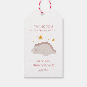 Étiquettes-cadeau Pink Dinosaur Twinkle Stars Baby Girl