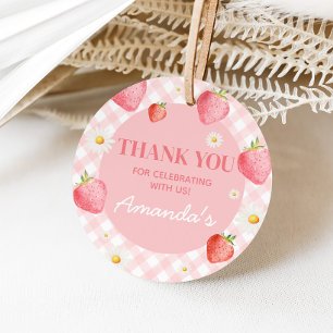 Étiquettes Cadeau Pink En vichy Berry Première fête d'anniversaire r
