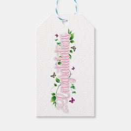 Étiquettes-cadeau Pink Floral Félicitations texte Balise cadeau