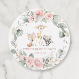 Étiquettes Cadeau Pink Floral Greenery Baby shower forestier Anniver