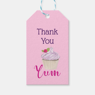Étiquettes-cadeau Pink Frosted Cupcake Yum! Merci