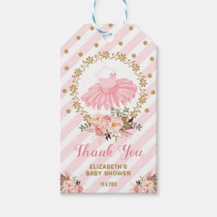 Étiquettes-cadeau Pink & Gold Ballerina Tutu Baby shower Anniversair