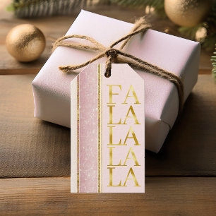 Étiquettes-cadeau Pink Gold Fa Noël La La Motif#27 ID1009