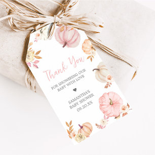 Étiquettes-cadeau Pink Little Citrouille Automne Baby shower Favoris
