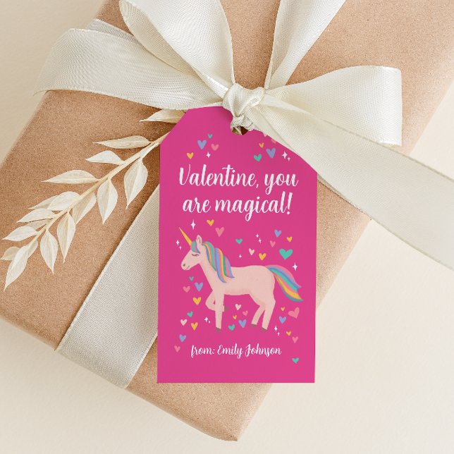 Étiquettes-cadeau Pink Magique Unicorn enfants classe Valentine (Créateur téléchargé)