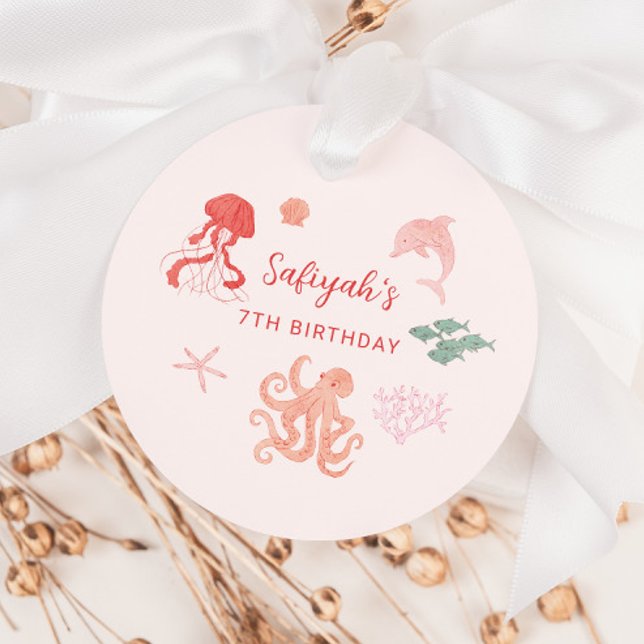 Étiquettes Cadeau Pink Ocean Creator Anniversaire (Créateur téléchargé)
