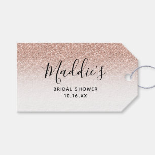 Étiquettes-cadeau Pink Ombre Parties scintillant Fête des mariées No