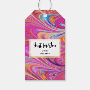 Étiquettes-cadeau Pink Orange Swirls Résumé Design Juste pour vous