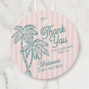 Étiquettes Cadeau Pink Palm Spring Pastel Beach Baby shower