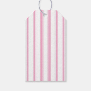 Étiquettes-cadeau Pink Pastel Farmhouse Rustic Ticking Stripe