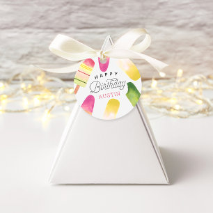 Étiquettes Cadeau Pink Popsicle Personalized Kids Birthday Party