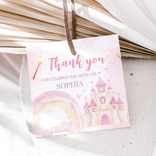 Étiquettes Cadeau Pink Princess 4e anniversaire Carré