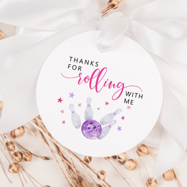 Étiquettes Cadeau Pink Rollling Bowling fête d'anniversaire (Créateur téléchargé)