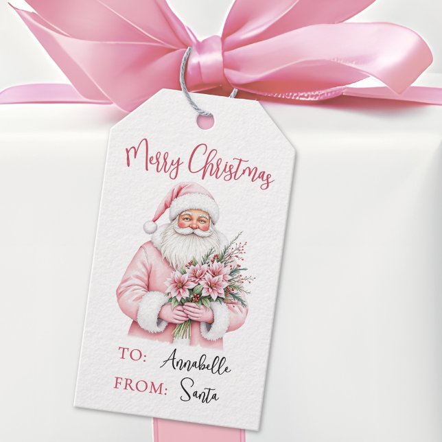 Étiquettes-cadeau Pink Santa Christmas (Pink Santa Merry Christmas Gift Tags)