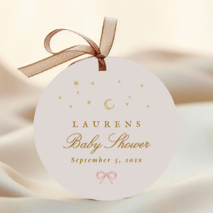 Étiquettes Cadeau Pink Stars Moon Princess Fairytale Baby shower
