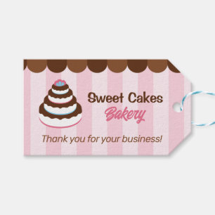 Étiquettes-cadeau Pink Stripes Boulangerie de gâteau Brown Emballage