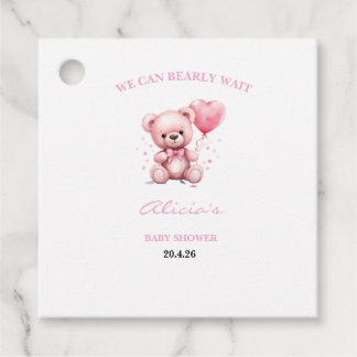 Étiquettes Cadeau Pink Teddy Bear Baby Shower