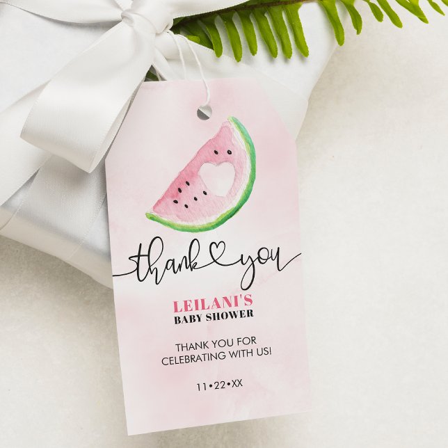 Étiquettes-cadeau Pink Watermelon Baby shower Merci (Créateur téléchargé)