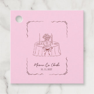 Étiquettes Cadeau *Pink Whimsical Hand-Drawn Illustrated Wedding 