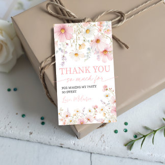 Étiquettes-cadeau Pink Wildflower Birthday Favor Tags