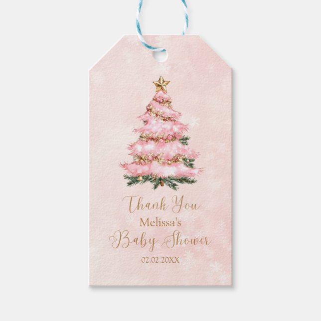 Étiquettes-cadeau Pink Winter Baby Its Cold Outside Baby Shower (Devant)