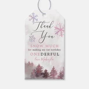 Étiquettes-cadeau Pink Winter ONE derland Girl 1er anniversaire