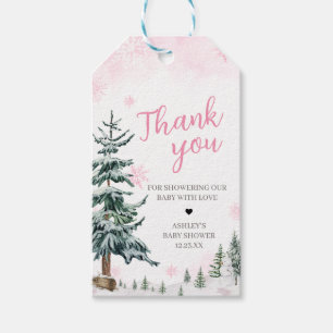 Étiquettes-cadeau Pink Winter Wonderland Baby shower Favoriser Tags