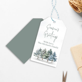 Étiquettes-cadeau Pins Arbres Élégant Noël Personnalisé